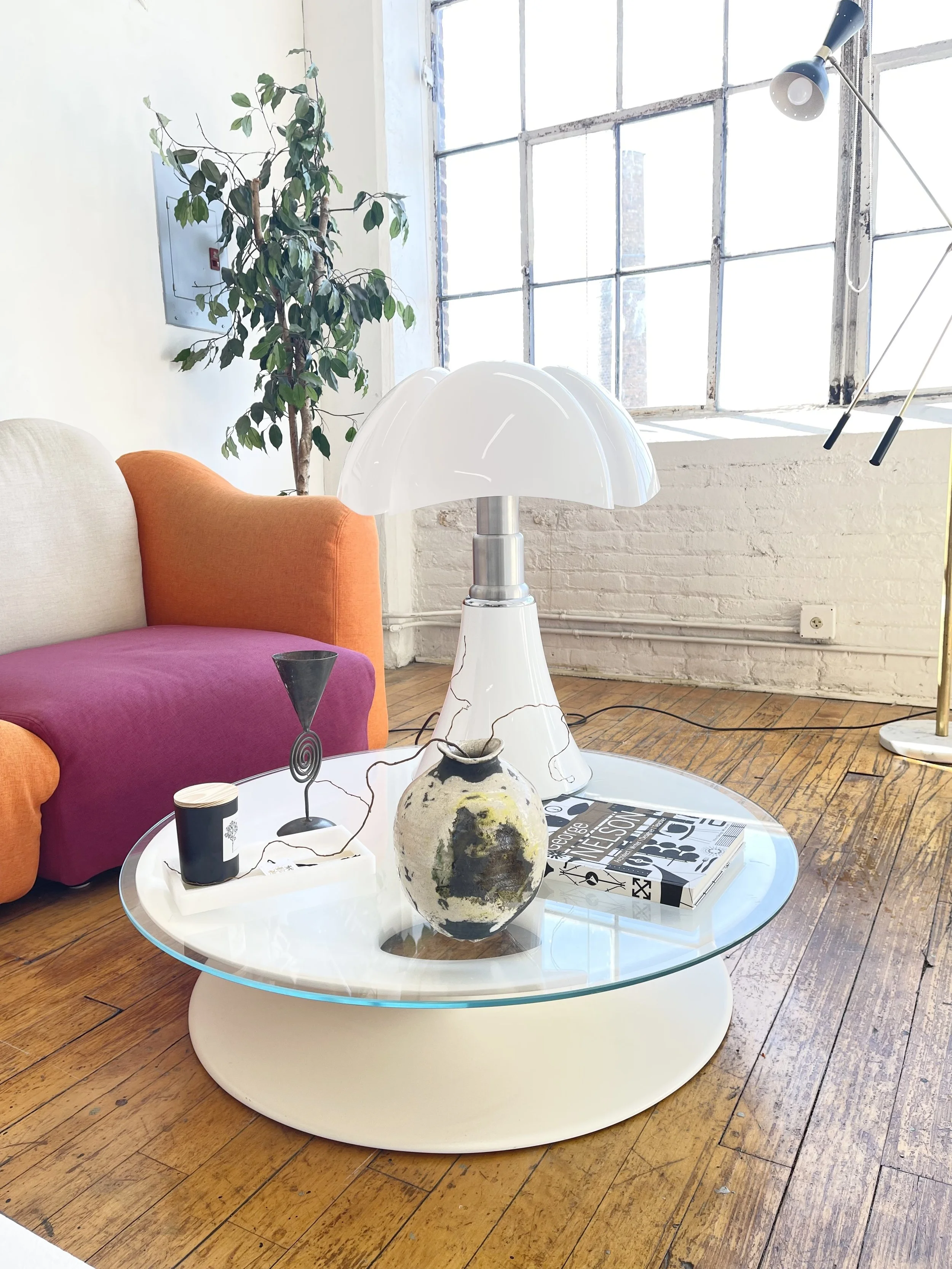 Gae Aulenti Pipistrello Table or Floor Lamp — Designitalia Italian